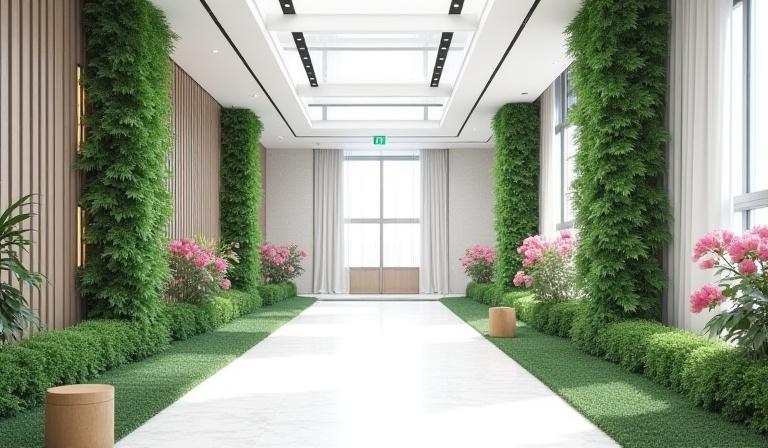 Indoor office garden with iron framing